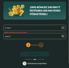 Regisztrációs űrlap a Lemon Casino oldalán új fiók létrehozásához, személyes adatok megadásához és a platform funkcióinak eléréséhez