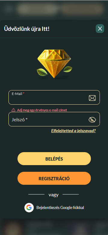 Mobilos bejelentkezési űrlap a Lemon Casino oldalon, optimalizált hozzáféréssel a játékosi fiókhoz okostelefonról